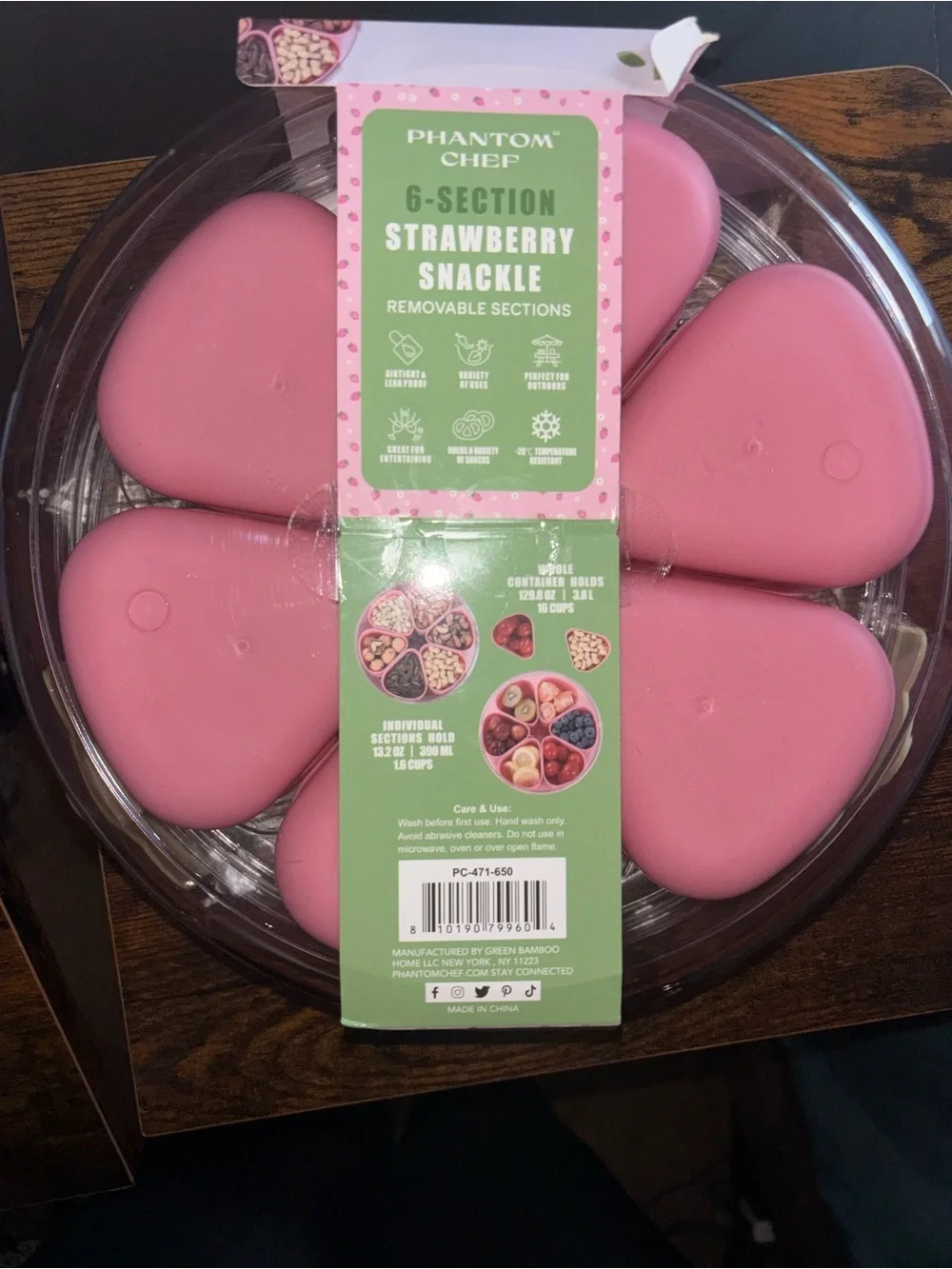 🍓🩷Phantom Chef 6-Section Strawberry Snackle - Pink NWT 🩷🍓